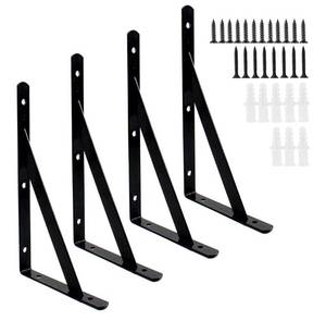 lot 34579 image: 12 Pack Heavy Duty Shelf Bracket,ULIFESTAR Floating Shelf Brackets,90 Degree Angle Bracket Wall Mounted Corner Bracket Corner Brace L Bracket Shelf Support for Shelves with Screws Black