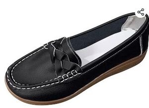 lot 35304 image: Ladies Fashion Multicolor Leather Shoes Soft Sole Pump Flat Casual Shoes Born Mens Casual Shoes (Black, 43)