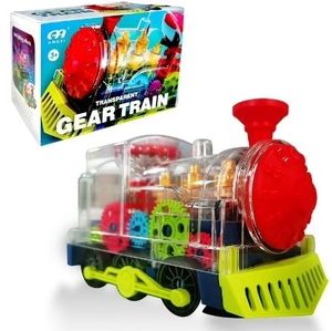 lot 35337 image: TiokMc Educational Gear Train Toy with Transparent Lights & Music, Electric Rotating Mechanical Train, Fun Birthday Gift for Kids 3, Developmental Toy for Motor Skills