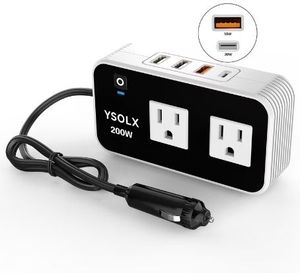 lot 35340 image: YSOLX 200W Car Power Inverter for Vehicles Charger Adapter Outlets DC 12V to 110V AC for Road Strip