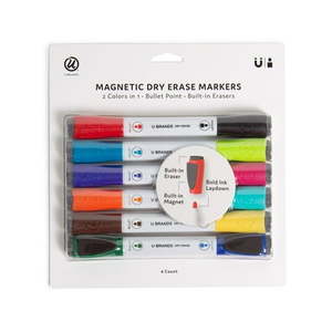 lot 35350 image: U Brands Magnetic Dry Erase Markers Chisel Tip  Assorted Colors  6 Count