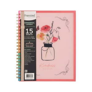 lot 35351 image: Organized by Happy Planner Monthly Weekly Big Planner (8.5  x 11 ) Kindness & Grace  15-Month October 2025-December 2026  metal twin loop