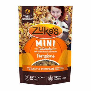 lot 35363 image: Pack of 2 ,Zukes Mini Naturals Pumpkins Soft And Chewy Bites  Bag Of Training Treats For Dogs  Turkey And Pumpkin Recipe - 5 oz. Bag