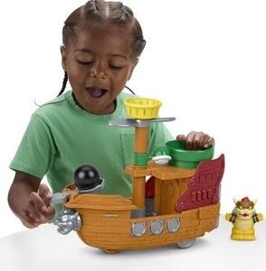 lot 35364 image: Fisher-Price Little People My Mario Bowsers Airship & Figure Set Toddler Toy for Pretend Play (Missing Dragon)