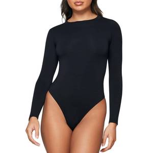 lot 15839 image: Benassie Black Bodysuit Women Long Sleeve Tops - Stretchy & Comfortable with Crew Neck (Black, Medium)