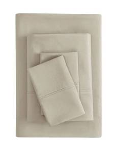 lot 33385 image: Mainstays Super Soft Brushed Microfiber Bed Sheet Set, Washed Tan, Queen, 4 Piece