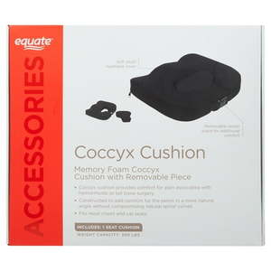 lot 34609 image: Equate Memory Foam Coccyx Cushion  Black