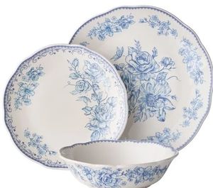 lot 34612 image: The Pioneer Woman 12-Piece Stoneware Dinnerware Set - Agatha Blue