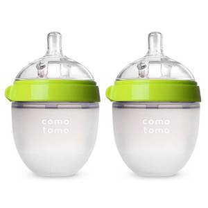 lot 34619 image: Comotomo Silicone Bottle 5-Oz (2 Pack)- Green - Retail $61
