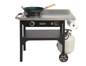 Cuisinart Outdoor Wok Station with 14" Carbon Steel Pan, 50,000 BTU Wok Burner, Prep Table - Retail: $323