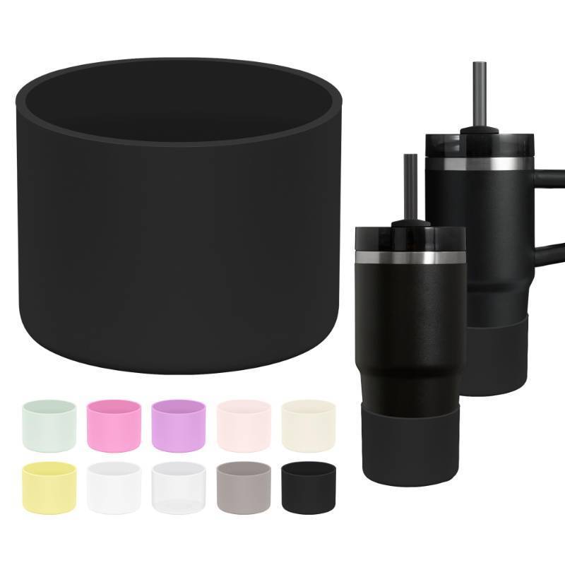 lot 7322 image: Vmini Silicone Boot Compatible with Stanley Cup 14 oz, Anti-Slip Rubber Bottom Cup Sleeve for 14oz Kids Stanley Cup Accessories, Bottom Protector Boot for Kids Stanley Cup (Black)