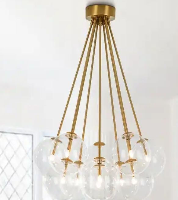 lot 6450 image: Glam 11-Light Dimmable Glass Bubble Sputnik Semi-flush Mount - Retail $427
