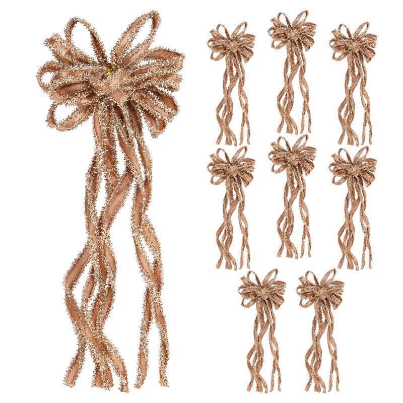 lot 7324 image: Super Bang 8 Pcs KhakiGold Velvet Christmas Bows