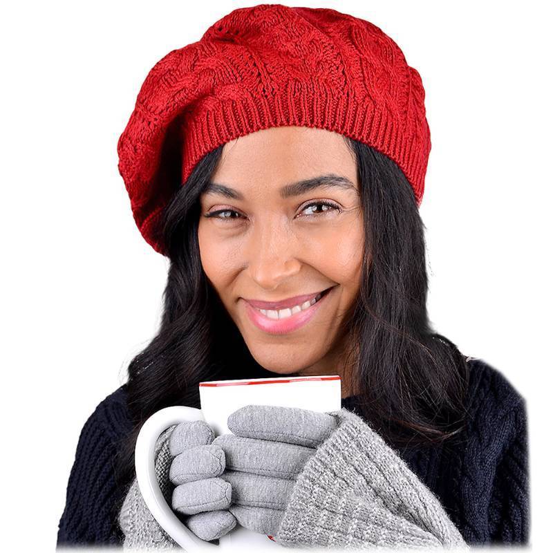 lot 7939 image: One Size Slouchy Hat Red