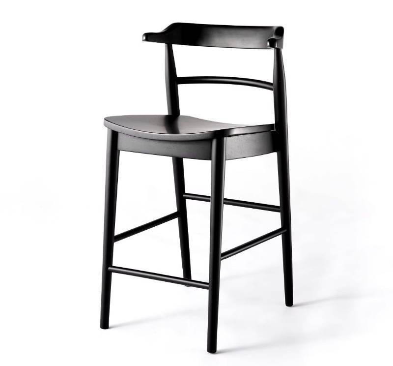 lot 13823 image: Kaysville Curved Back Wood Counter Height Barstool Black - Threshold designed with Studio McGee Chic, Sturdy Frame, Footrest