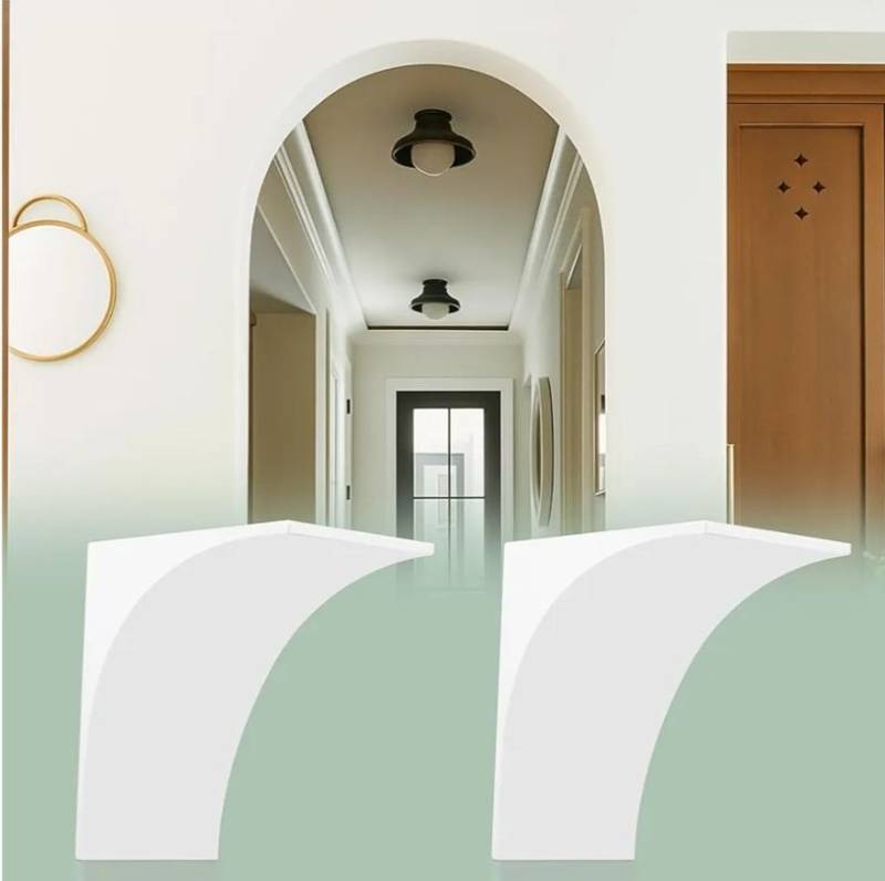 lot 13935 image: Nuanchu 2 Pcs Rounded Doorway Arch Kit 3D DIY Interior Doorway Precurved Drywall Full Half Circle Top Round Arch Kit 12x 12x 3.5 Easy to Add Rounded Corners to Any Opening for Interior Decoration