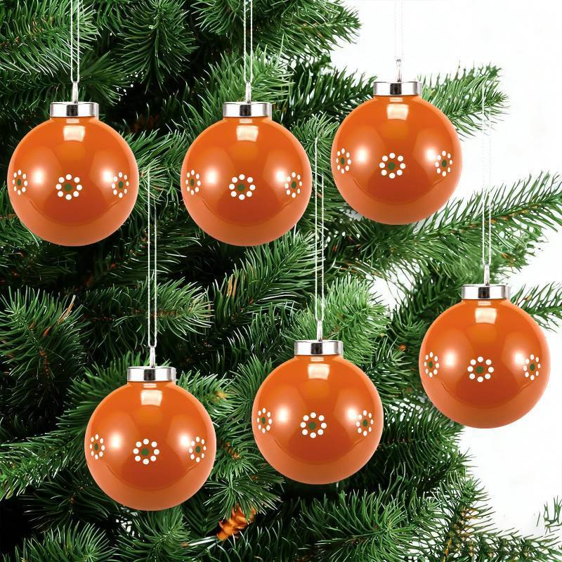 lot 32749 image: 6 Pcs Mexican Barro Ceramic Christmas Ball Ornaments