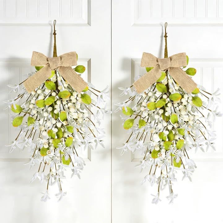 lot 32838 image: 22 Christmas Winter Wreaths for Front Door 2 PCS