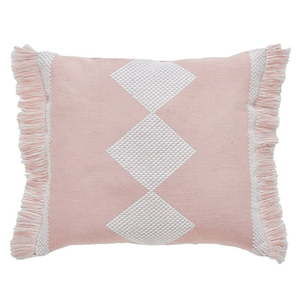lot 15851 image: My Texas House Diamond Fringe Peach Square Outdoor Decorative Pillow (18 x 18)