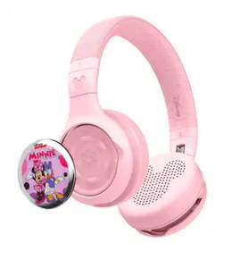 lot 33434 image: StoryPhones Storytelling Foldable Bluetooth Kids Headphones Intro Bundle with Mickey Mouse Story Disk - Pink