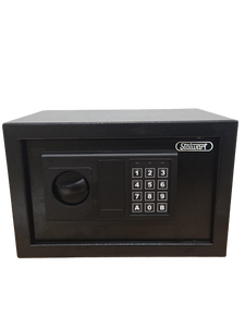 lot 34644 image: Stalwart Steel Digital Safe Box with Keypad, Anti-theft Alarm and Manual Override Keys, Black