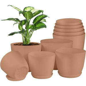 lot 34646 image: Lifemaster Planter Pots with Drainage - Space-Saving Design for IndoorOutdoor Use 20-Piece Pink