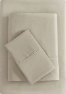 lot 34647 image: Mainstays Super Soft Brushed Microfiber Bed Sheet Set, Washed Tan, Twin-XL, 3 Piece
