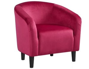 lot 35389 image: Yaheetech Velvet Upholstered Accent Chair for Livingroom, Rose Red (Missing support foot)- Retail $110