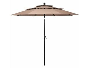 lot 35392 image: 10ft 3 Tier Patio Umbrella Aluminum Sunshade Shelter Double Vented without Base-Beige, Outdoor Table Umbrella, Yard Umbrella, Market Umbrellas for Outdoor Patio Backyard Garden Lawn Sun Shade - Retail $70