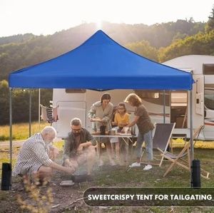 lot 35393 image: Canopy Tent 10x10 Pop Up Canopy Heavy Duty Canopy Tents for Parties Backyard Waterproof Portable Tent Pop Up Shade Canopy with Sand Bags, Blue - Retail $52