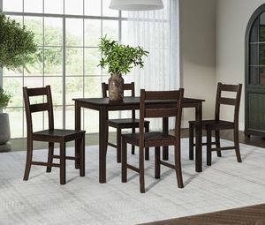 lot 35404 image: Mainstays Eastwood 5 Piece Wooden Dining Set, Dark Brown (Damage) - Retail $198