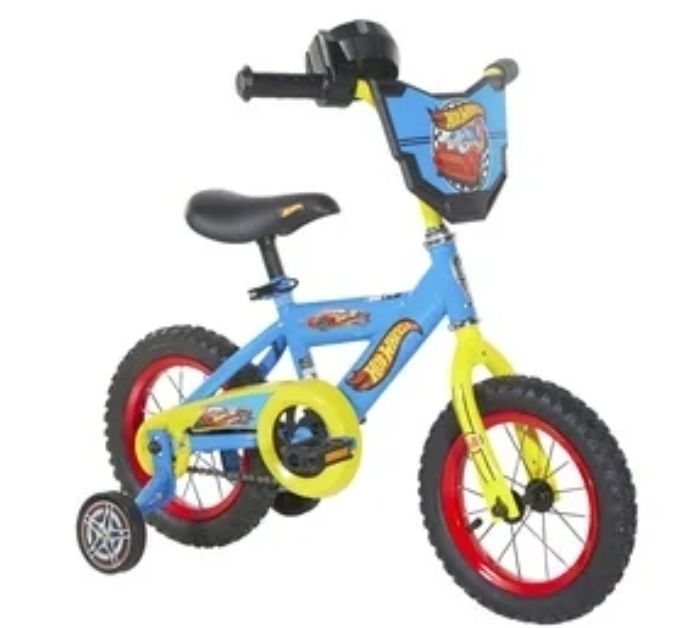 lot 30164 image: Hot Wheels 12 Inch Kids Bike - Blue (Damaged) - Retail $98