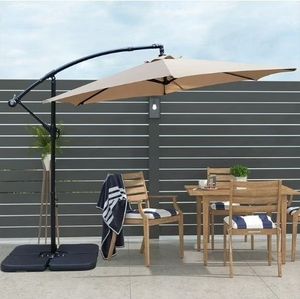 lot 35422 image: Abble 10ft Outdoor Hanging Offset Cantilever Umbrella with Crank - Tan - Retail $50