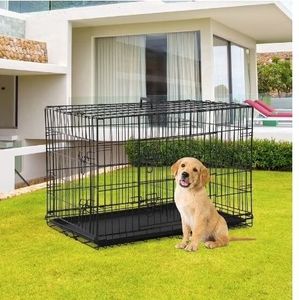 lot 35424 image: 30 Dog Crate for Small Dogs, Folding Metal Wire Crates Dog Kennels Outdoor and Indoor Pet Crate with Double-Door, Black