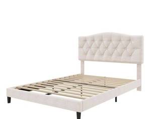 lot 35436 image: UPHOLSTERED BED (Missing Screws and Manual)- Retail $150