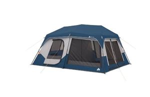 lot 35449 image: Ozark Trail 10 Person Family Instant Cabin Tent, 14 x 10 x 78, made with recycled materials, blue - Retail $229