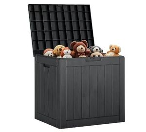 lot 35459 image: 31 Gallon Resin Deck Box, Waterproof UV Resistant Outdoor Storage Box for Garden, Indoor