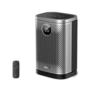 lot 33458 image: Dreo 1500W Atom Core Portable Oscillating Ceramic Space Heater for Home with Remote and Thermostat 1-12H Timer Silver Indoor Heater for Bedroom - Retail $55