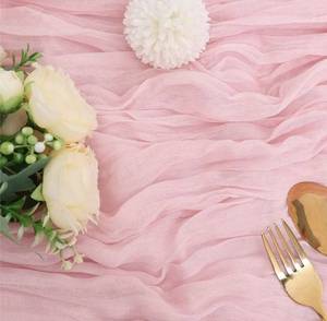 lot 33464 image: LuluXenia 12 Pack Pink Cheesecloth Table Runner Fall Thanksgiving 120 Inch Blush Pink Rustic Boho Cheese Cloth 10Ft Gauze Table Runner