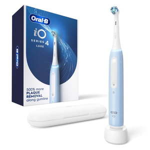 lot 33469 image: Oral-B Toothbrush iO Series 4 Rechargeable Electric Toothbrush for Adults & Kids 3  Icy Blue  Compact Head - Retail $100