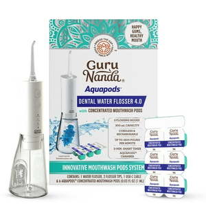 lot 34701 image: GuruNanda Dental Water Flosser 4.0 with Concentrated Mouthwash Pods - 300mL Tank - White (BEST BY 03022026)