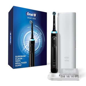lot 34706 image: Oral-B Toothbrush  Pro 5000 Smartseries Power Rechargeable Electric Toothbrush with Bluetooth Connectivity - Black - Retail $100