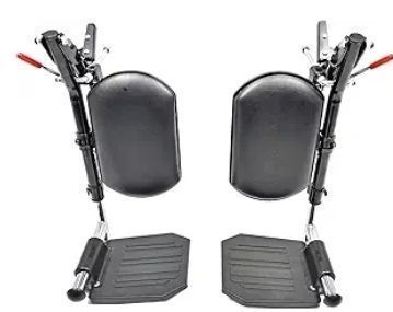 lot 21425 image: Wheelchair Elevating Legrests with Padded Calf Pads, Composite Footplates(1Pr, Black) - Retail $57