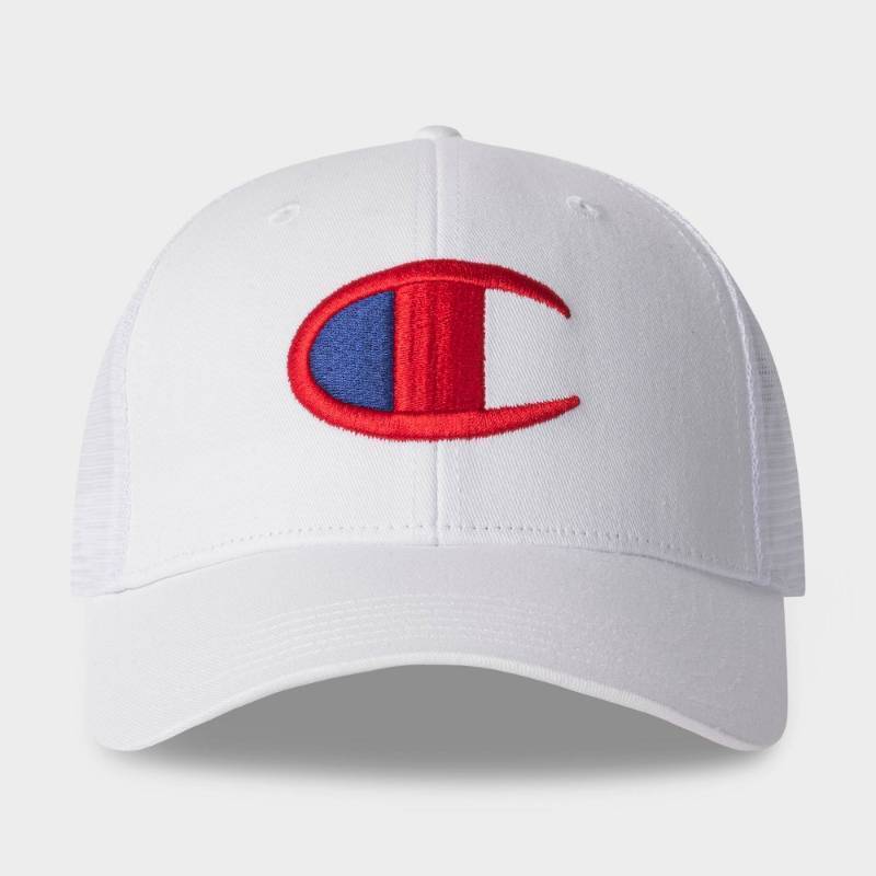 lot 15358 image: Champion Adult Logan Twill Trucker Hat - White