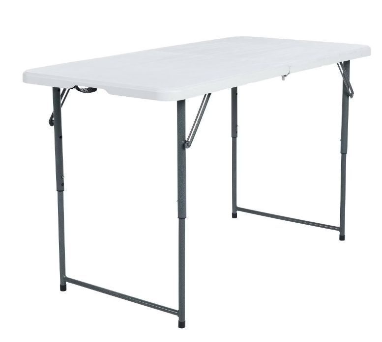 lot 30688 image: 4 Peakform Adjustable Height Folding Table Off White (See Pics)