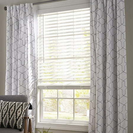 lot 13430 image: Better Homes & Gardens 2-Inch Cordless Faux Wood Horizontal Blinds 29x48 White