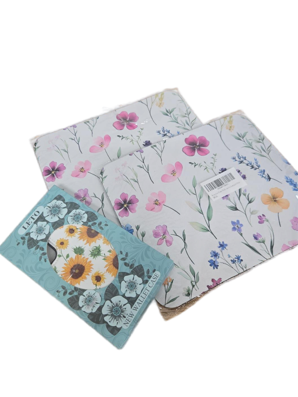 lot 31077 image: Floral Wallet Case Set with Sunflower Design and 2 Floral Mousepad