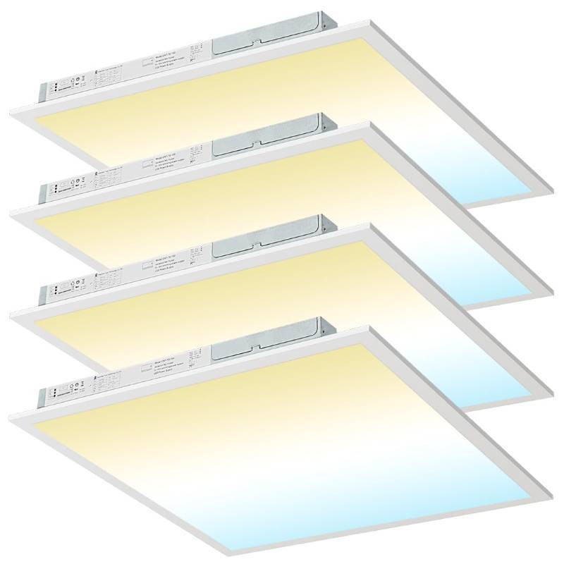lot 15450 image: kadision 2x2 LED Flat Panel Light, 50W45W40W30W25W Adjustable, 5000K4000K3500K Selectable, 5500LM 0-10V Dimmable Drop Ceiling Lights, 100-277V ETL-Listed, 4-Pack - Retail $133