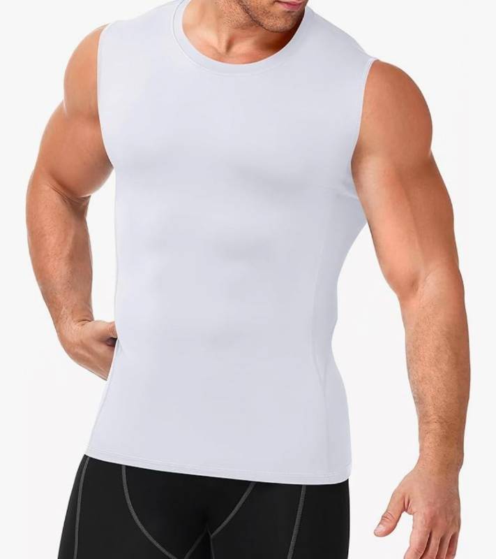 lot 32928 image: Nukuvara Mens Compression Shirt Sleeveless Athletic Workout Tank Tops Quick Dry Muscle Undershirts for Gym Running -Medium