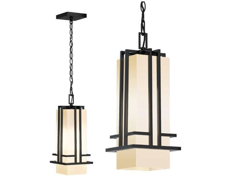 lot 33065 image: Outdoor Pendant Light Fixture - Aluminum Exterior Hanging Lantern, Outdoor Hanging Light with Black Adjustable Chain Outdoor Pendant Lights for Porch Patio (Max 47.44H, 1 pc)